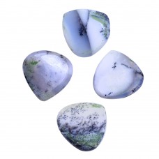 Dendritic opal heart shape rose cut flat back